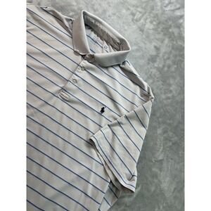 Polo Ralph Lauren Polo Shirt Men 2XL Blue Grey Striped Classic Short Sleeve Golf
